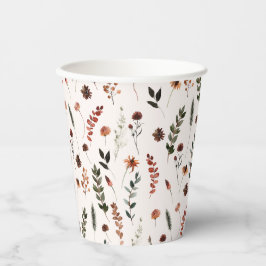 Aardse Herfst Wildflower Pattern Papieren Bekers