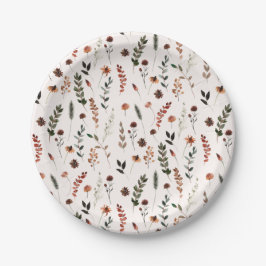 Aardse Herfst Wildflower Pattern Papieren Bordje