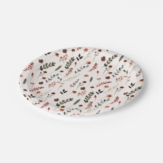 Aardse Herfst Wildflower Pattern Papieren Bordje (Gekanteld)