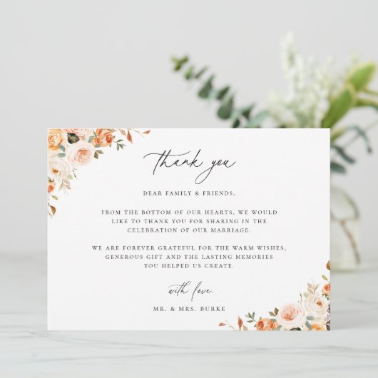 Aardse herfstbloem  bedankkaart (Staand voorkant)