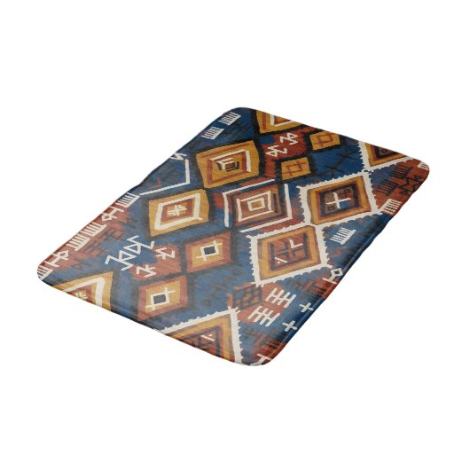 Aardse Indigo Nomade – Ambachtelijke Tribale Patch Badmat (Gekanteld)