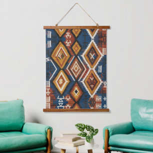 Aardse Indigo Nomade – Ambachtelijke Tribale Patch Hangend Wandkleed