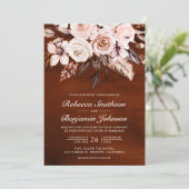 Aardse Ivoor Bloemencode Terracotta Bruiloft Kaart (Staand voorkant)