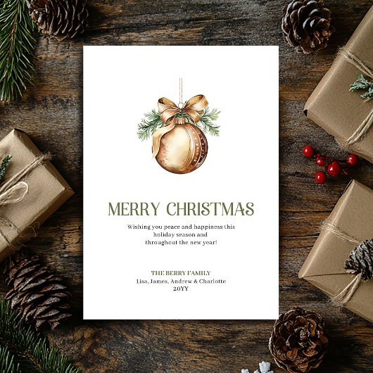 Aardse Kerstbal Salie Beige Kerstkaart