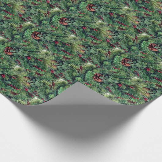 Aardse kerstboomafdelingen en Pinecones Cadeaupapier (Hoek)