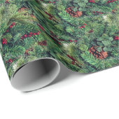 Aardse kerstboomafdelingen en Pinecones Cadeaupapier (Rol Hoek)