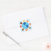 aardse kinderen vierkante sticker (Envelop)