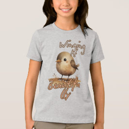 Aardse kleine gezellige vogel Tri-Blend shirt