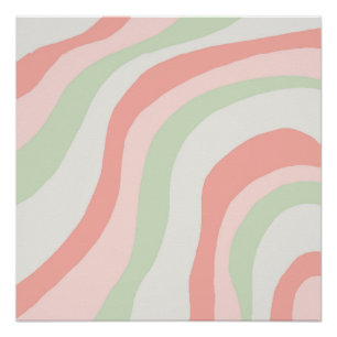 Aardse Kleur Golf Streep Minimalistische Lente Zom Perfect Poster