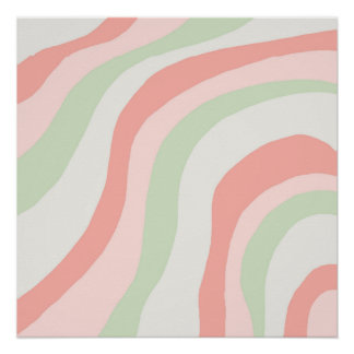 Aardse Kleur Golf Streep Minimalistische Lente Zom Perfect Poster