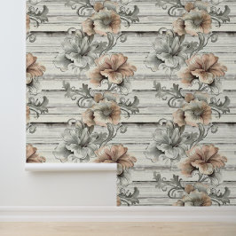 Aardse kleur romantische bloesem horizontaal behang