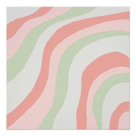 Aardse kleur Wavy Stripe Minimalistische Lente Zom Perfect Poster (Voorkant)