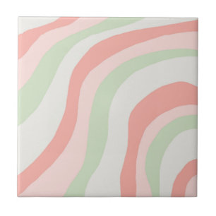 Aardse kleur Wavy Stripe Minimalistische Lente Zom Tegeltje