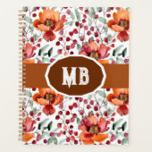 Aardse Kleuren, Herfst Bloemen Monogram Planner (Voorkant)
