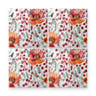 Aardse kleuren, Herfst bloemen Tegeltje