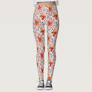 Aardse kleuren, herfstbloemen leggings