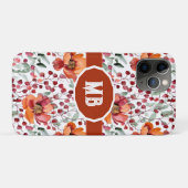 Aardse kleuren, herfstbloemen monogram Case-Mate iPhone case (Achterkant (horizontaal))