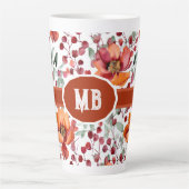 Aardse kleuren, herfstbloemen Monogram Latte Mok (Voorkant)