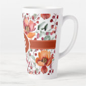 Aardse kleuren, herfstbloemen Monogram Latte Mok (Rechts)