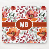 Aardse kleuren, herfstbloemen monogram muismat (Voorkant)