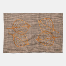 Aardse Kleuren Koperblad Canvas Keukenhanddoek