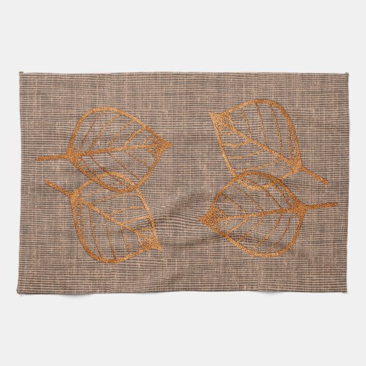 Aardse Kleuren Koperblad Canvas Keukenhanddoek (Horizontaal)