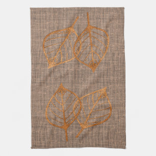Aardse Kleuren Koperblad Canvas Keukenhanddoek
