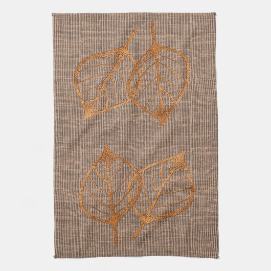 Aardse Kleuren Koperblad Canvas Keukenhanddoek (Verticaal)