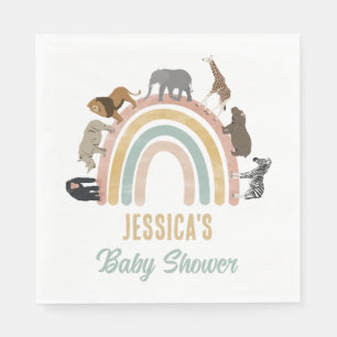 Aardse Kleuren Regenboog Jungle Dieren Baby Shower Servet
