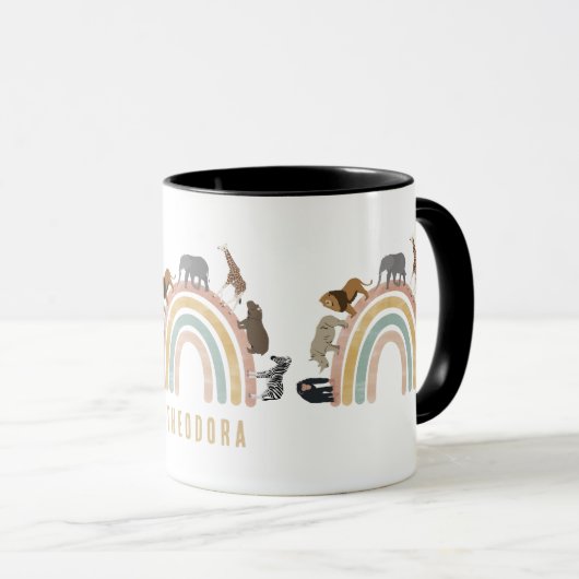 Aardse kleuren Regenboog Oerwoud Dieren Mok (Voorkant rechts)