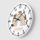 Aardse Kleuren Waterverf Regenboog Jungle Dieren Grote Klok (Hoek)