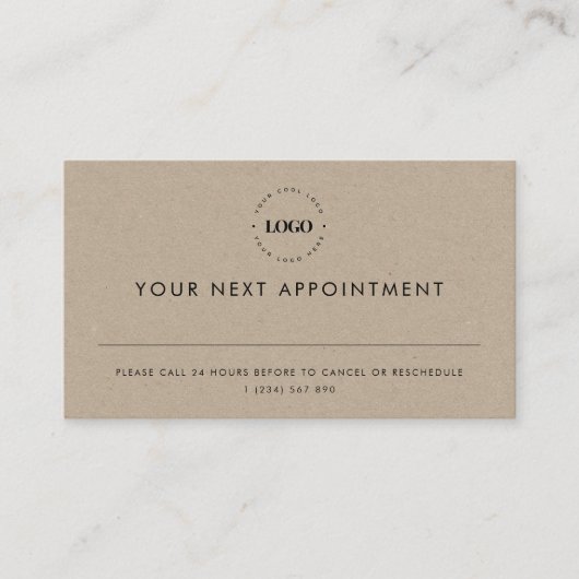 Aardse Kraft Custom Logo Business Afspraak Kaart Afsprakenkaartje (Voorkant)