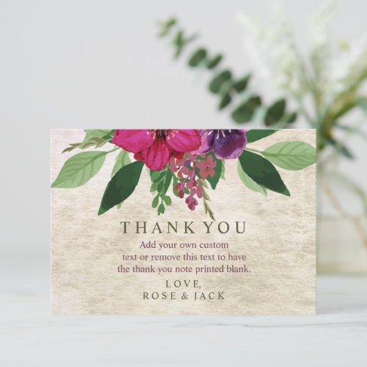 Aardse, kruiperige bruiloft bedankt kaarten (Staand voorkant)