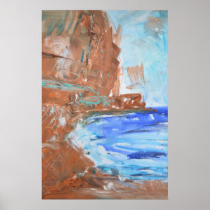 Aardse Kustklif Expressionist Poster