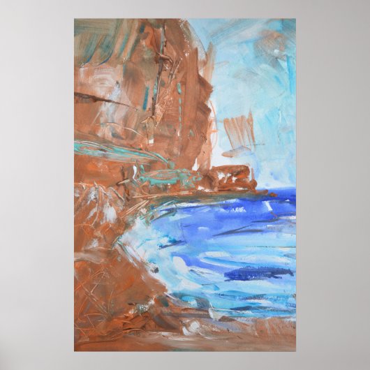 Aardse Kustklif Expressionist Poster (Voorkant)