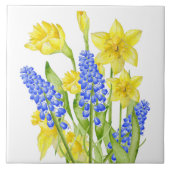 Aardse lente op een keramische Tegel (M, D) Tegeltje (Voorkant)