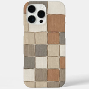 Aardse Linen Schachbrett Modern Boheems iPhone 16 Pro Max Hoesje