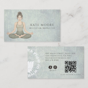 Aardse Meditatie-instructeur Sage Groene QR-code Visitekaartje