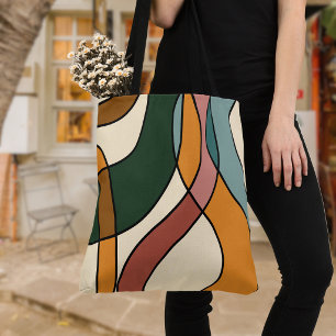 Aardse Mid Century Abstracte Kunst Tote Bag