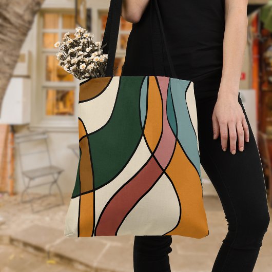 Aardse Mid Century Abstracte Kunst Tote Bag