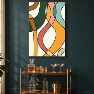 Aardse Mid Century Moderne Abstracte Kunst Canvas Afdruk