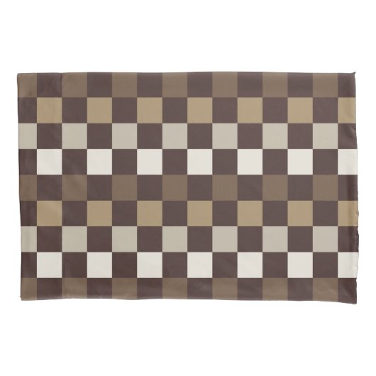 Aardse mineralen schaakbordpatroon kussensloop (Voorkant-Links)