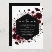 Aardse minimale Bourgondische bruiloft Save The Date (Voorkant / Achterkant)