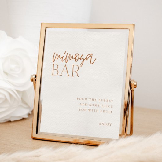 Aardse minimale Mimosa bar teken Poster