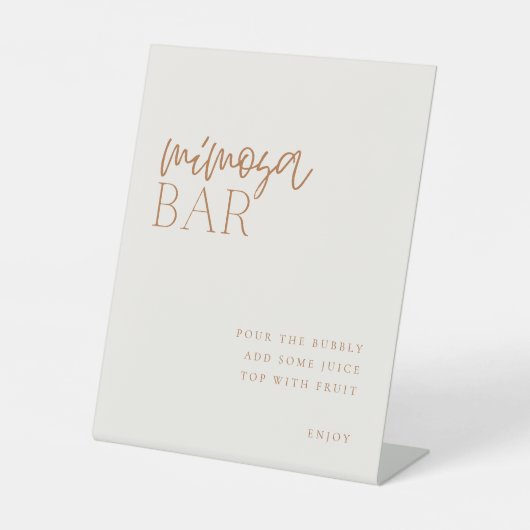 Aardse minimale Mimosa bar teken Reclamebord Met Voetstuk (Voorkant)