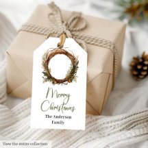 Aardse Minimalistische Neutrale Kerstcadeautag Set