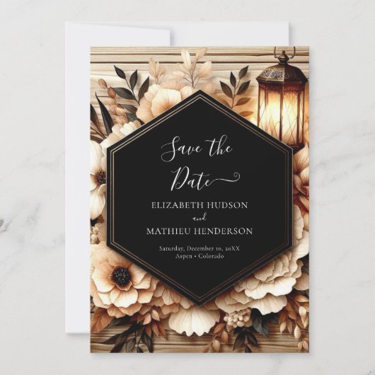 Aardse Minimalistische Rustieke Bruiloft Save The Date (Voorkant)