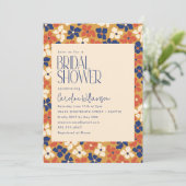 Aardse Modern Blauw Geel Rood Bloemen Vrijgezellen Kaart (Staand voorkant)