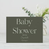 Aardse Modern Deep Green Baby shower Kaart (Staand voorkant)