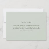 Aardse Modern Deep Green Baby shower Kaart (Achterkant)